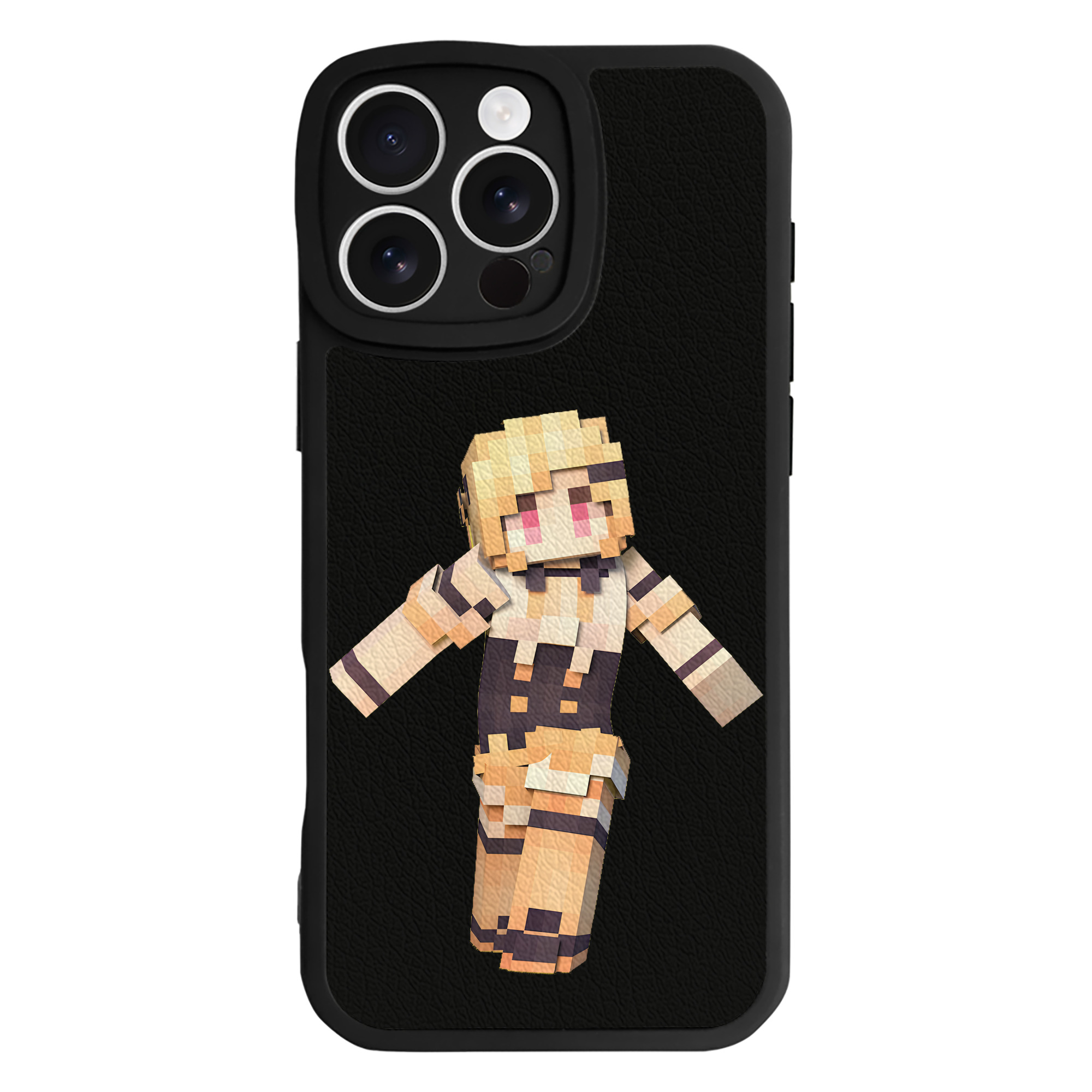 （画像用） マインクラフト ブロックの世界 Minecraft MC Block world 【iPhone 16シリーズ対応】シリコンスマホケース（レザー調） 材質：シリコン